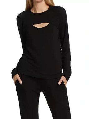 MONROW Cutout Super soft Peekaboo Sweatshirt Black XS